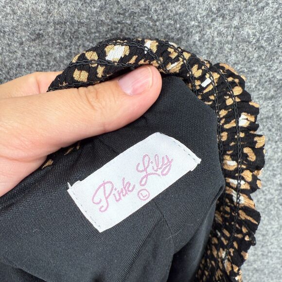 Pink Lily Skort Women L Large Black Animal Print Mini Short Pull On Rayon Casual - Picture 6 of 8